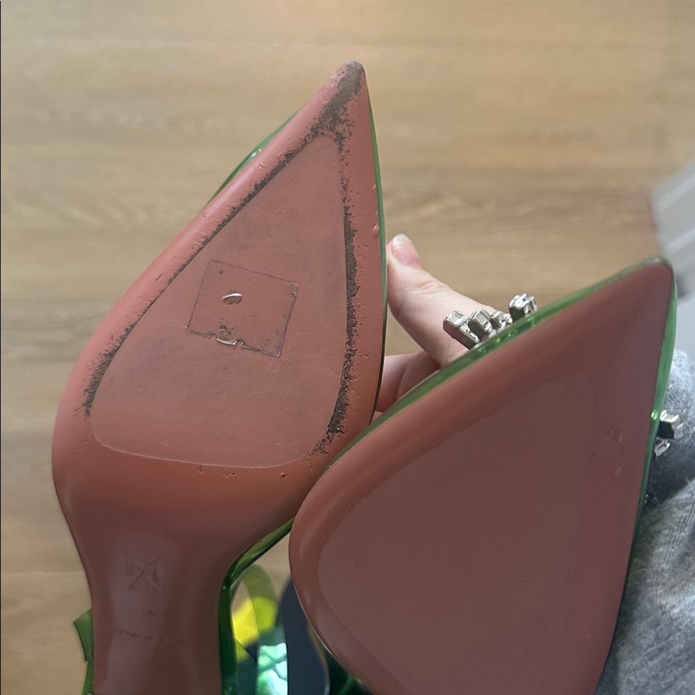 AMINA MUADDI Begum Crystal Embellished Green PVC Pumps IT40 / US10 - Picture 10 of 12